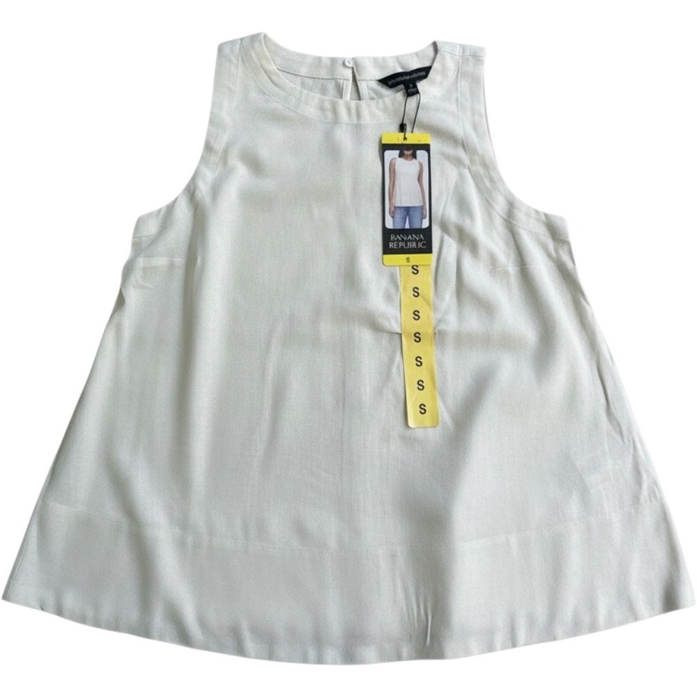 Banana Republic Cream Linen Blend Sleeveless Top Keyhole Back Size S NWT 1963685